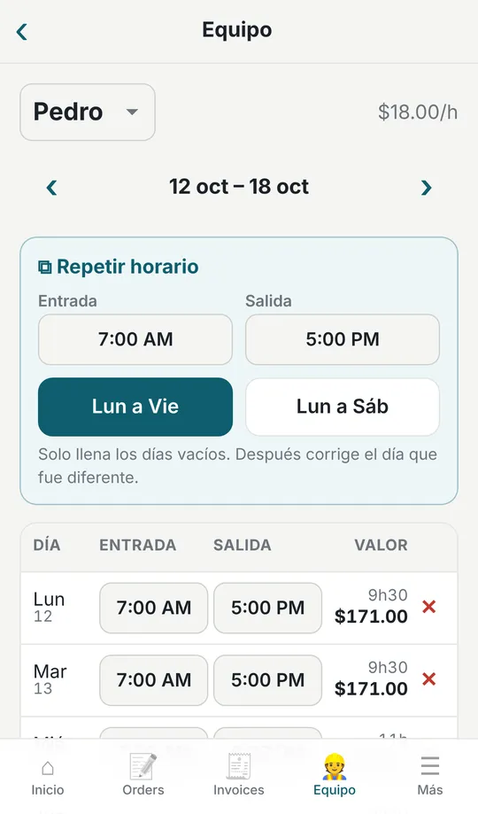 Horas del equipo sin dolor de cabeza