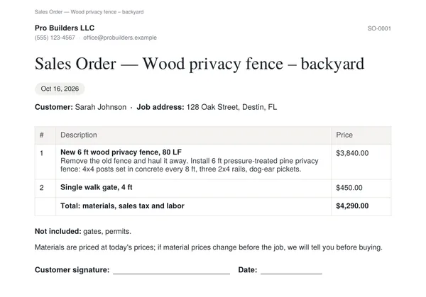 Estimate with a professional PDF