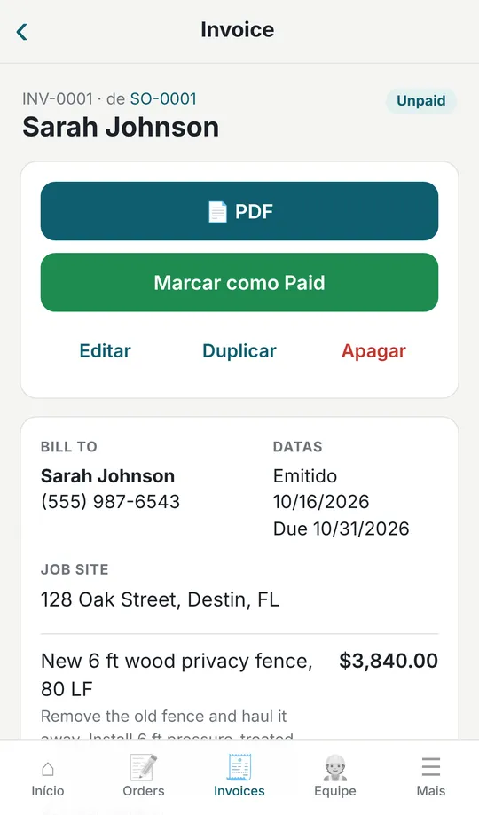 Cliente assinou? Vira invoice em um toque